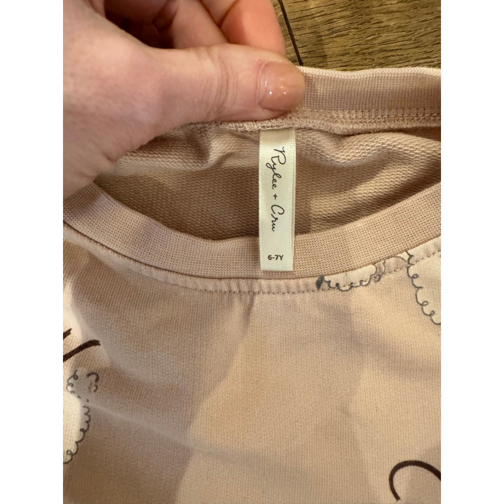 Girls Rylee + Cru Sweatshirt 6 Pink Poodle Print - Picture 5 of 6
